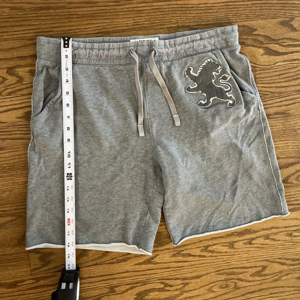 Y2K Express Men’s Shorts Size Medium Lion Embroidered Gray Cotton Cut Off Sweats